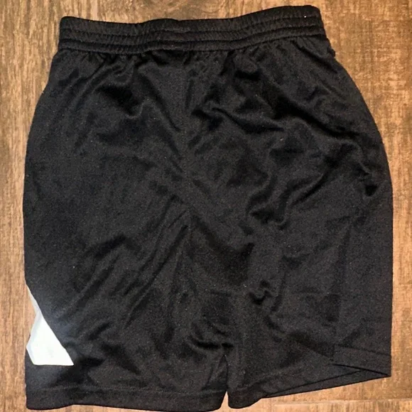 adidas Boys Black Athletic Shorts Size 6 White Logo Activewear - Picture 4 of 5